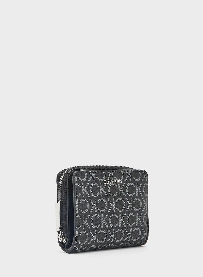 CALVIN KLEIN Monogram Zip Around Medium Size Wallet