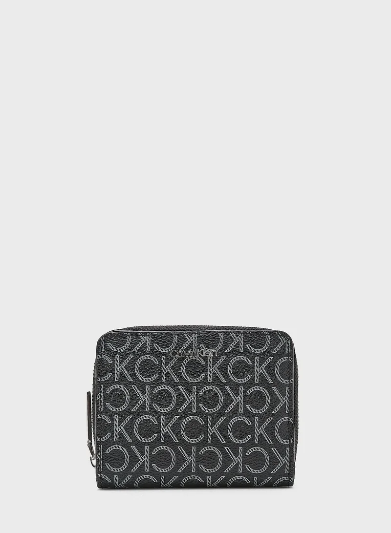 CALVIN KLEIN Monogram Zip Around Medium Size Wallet