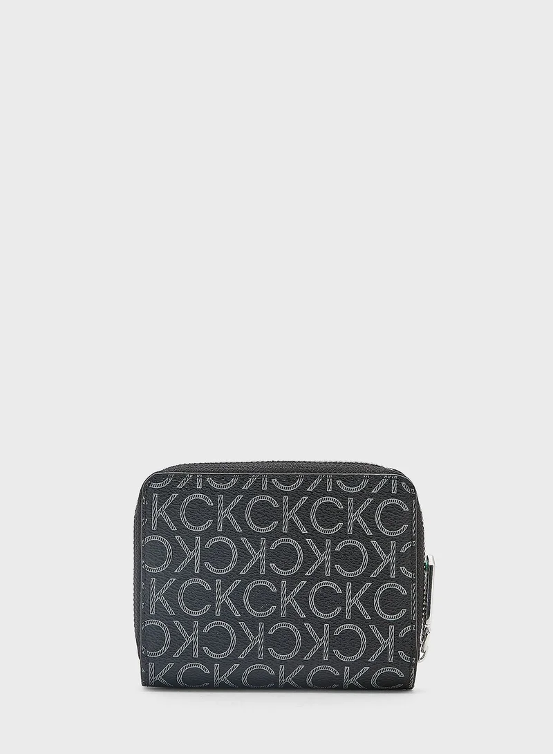 CALVIN KLEIN Monogram Zip Around Medium Size Wallet