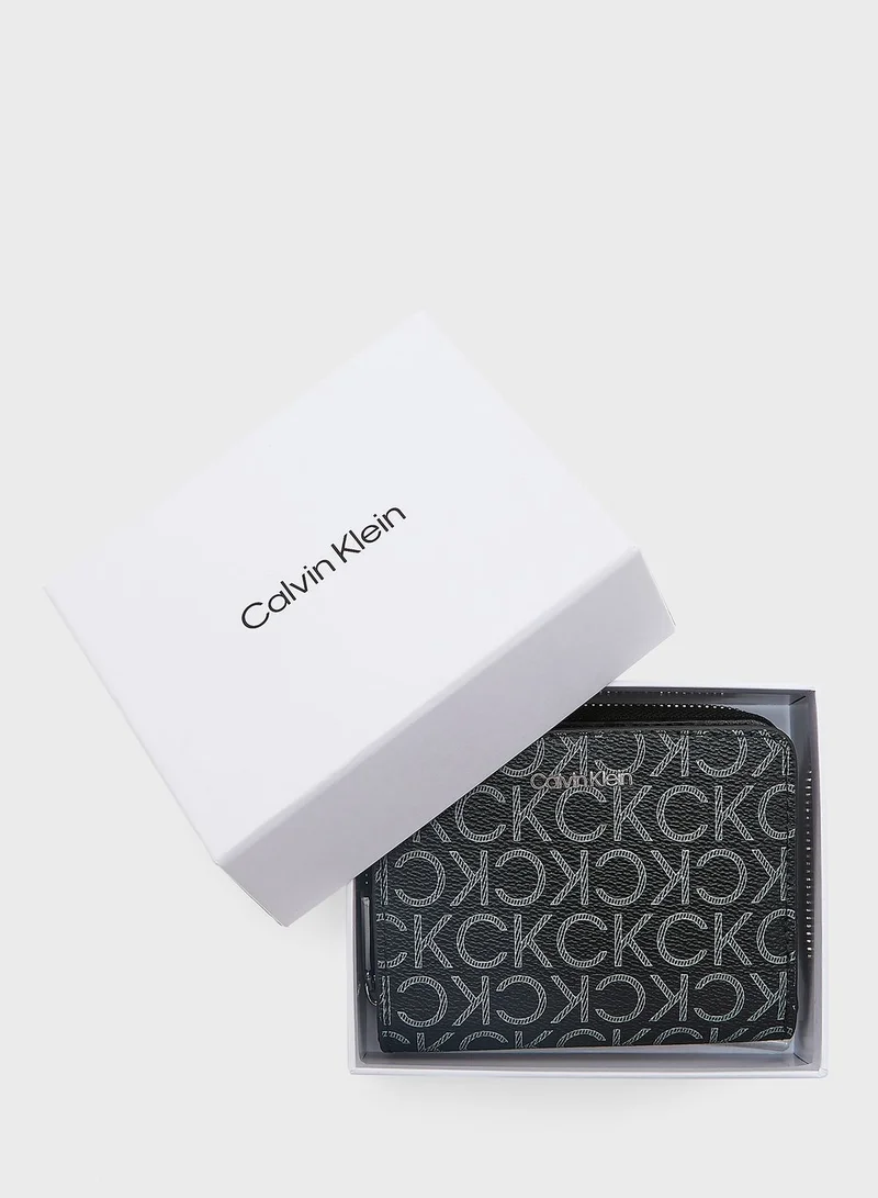 CALVIN KLEIN Monogram Zip Around Medium Size Wallet