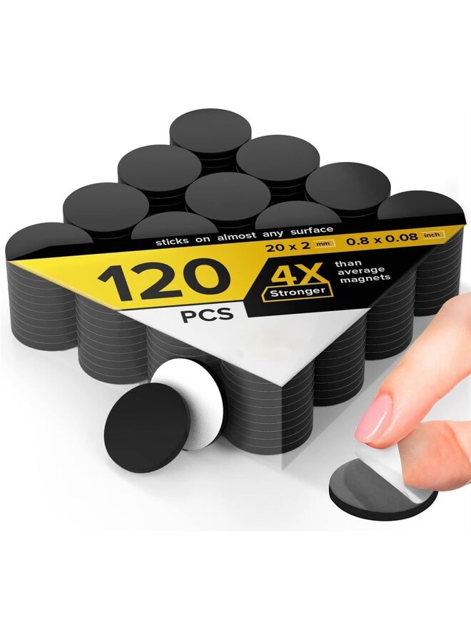 LAMAY 120 magnetic discs, round magnetic discs with adhesive on the back, suitable for handicrafts, simply tear and stick the magnetic discs, suitable for schools, offices, kitchens and homes, refrigerators, buildings and other places. - Image 1