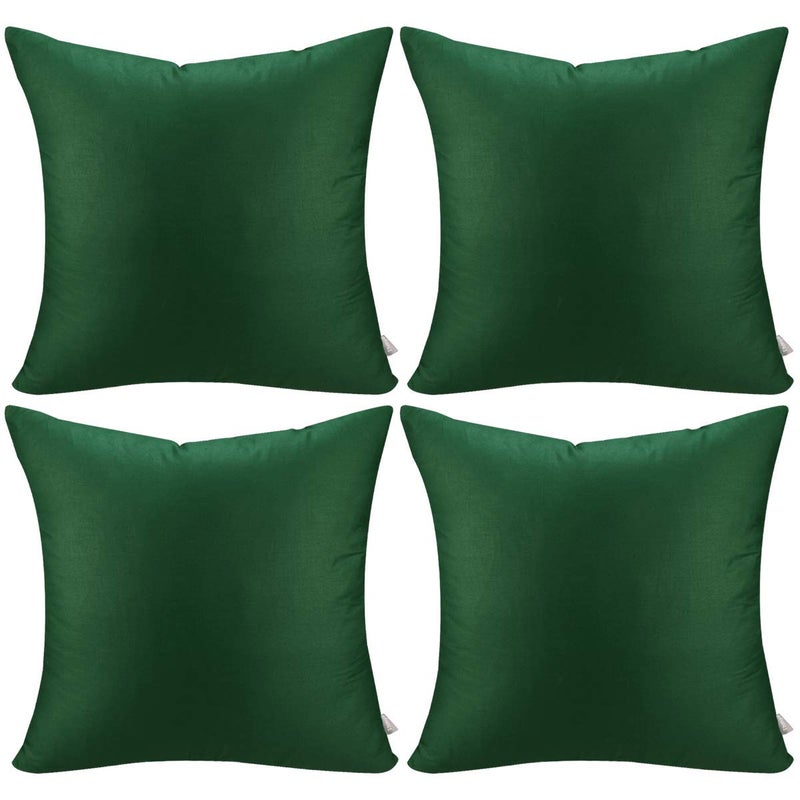Thmyo 4-Pack 100% Cotton Comfortable Solid Decorative Throw Pillow Case Square Cushion Cover Pillowcases St Patricks Day DIY Throw Pillow Covers for Sofa(18x18 inch/ 45x45cm,Christmas Green) - Image 1