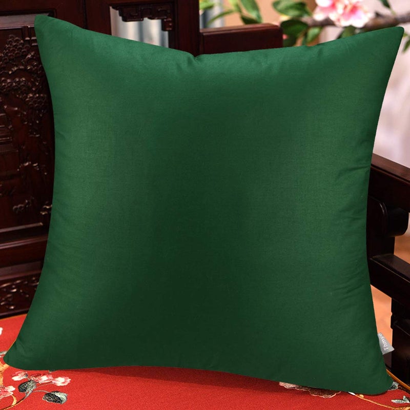 Thmyo 4-Pack 100% Cotton Comfortable Solid Decorative Throw Pillow Case Square Cushion Cover Pillowcases St Patricks Day DIY Throw Pillow Covers for Sofa(18x18 inch/ 45x45cm,Christmas Green) - Image 3