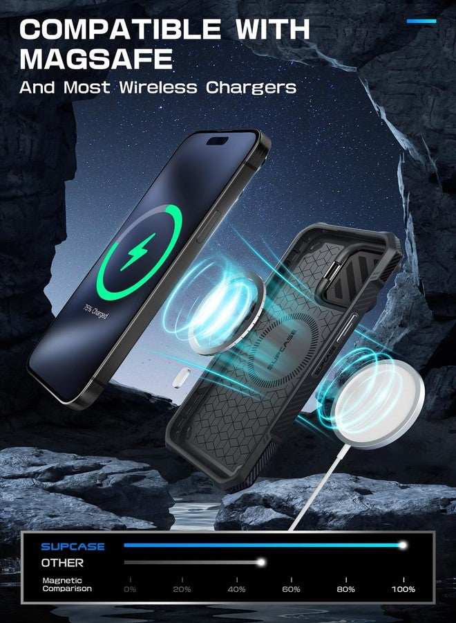 SUPCASE for iPhone 15 Pro Max Case with Camera Cover & Stand (UBMag XT) [Compatible with MagSafe] [Built-in Kickstand] [Military-Grade Protection] Heavy Duty Rugged Magnetic Phone Case, BalckCircuit - Image 5