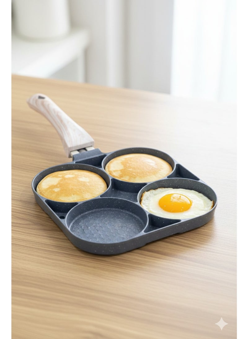 Breakfast pan, made of aluminum, with four holes