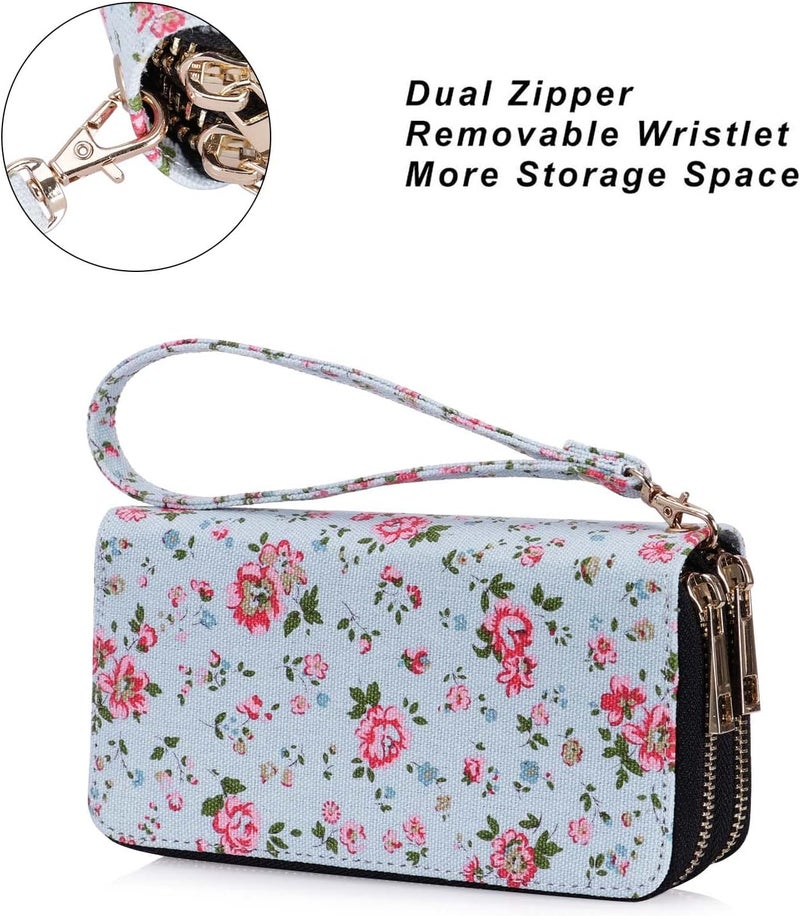 HAWEE Cellphone Wallet for Women Dual Zipper Long Purse with Removable Wristlet - Image 4