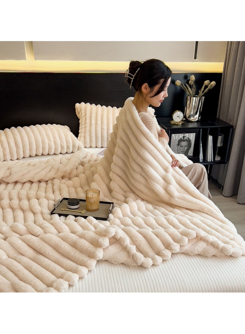 Super Soft Throw Blanket 200x230cm for Couch, Sofa and Bed | Lightweight, Warm and Stylish Fleece Blanket for Room Decor | Magic Fleece Blankets & Throws, White  - Image 2