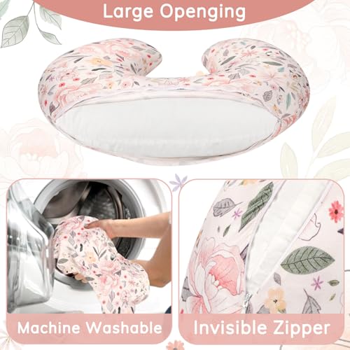 Jundetye Baby Nursing Pillow Cover, Removeable Breastfeeding Pillow Slipcover, Nursing Pillow Case for Newborn Boys Girls, Soft Fabric Fits Snug On Infant, Washable & Breathable, Yellow Pink Flowers - Image 4