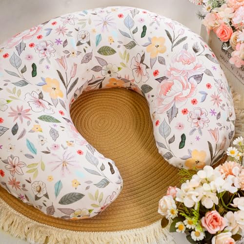 Jundetye Baby Nursing Pillow Cover, Removeable Breastfeeding Pillow Slipcover, Nursing Pillow Case for Newborn Boys Girls, Soft Fabric Fits Snug On Infant, Washable & Breathable, Yellow Pink Flowers - Image 5