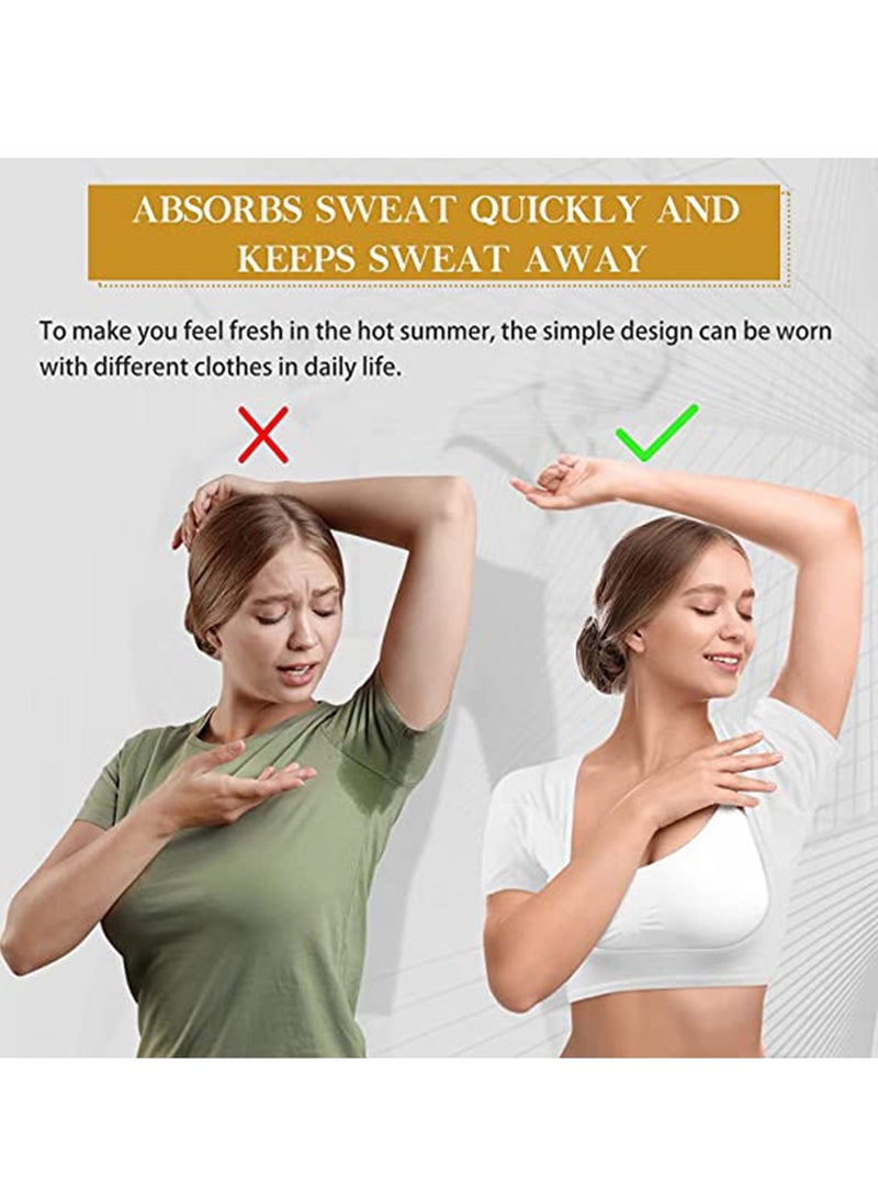 SOLARAE Breathable Sweat Guard Underwear Vest, 3 Pcs Absorbing Pads for Armpits Sweating Armpit Guards Underarm for Women Girls Ladies, White Beige Black(Large) - Image 3