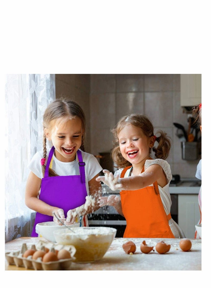 SYOSI 4-Piece Kids Apron Chef Hat Set - Boys Girls Aprons with Pockets For Kitchen Cooking Baking Painting - Image 5