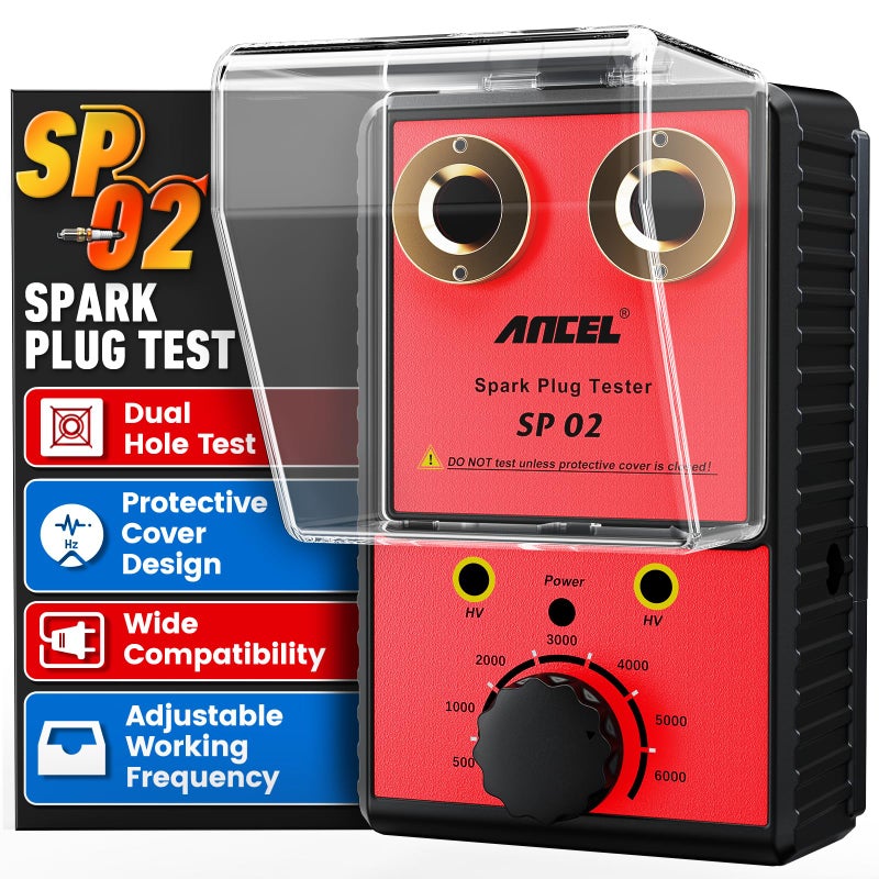 ANCEL SP02 Spark Plug Tester Automotive Engine Ignition Coil Tester Dual Holes 0 to 6000RPM Adjustable Working Frequency Car Spark Plug Gap Tool - Image 1