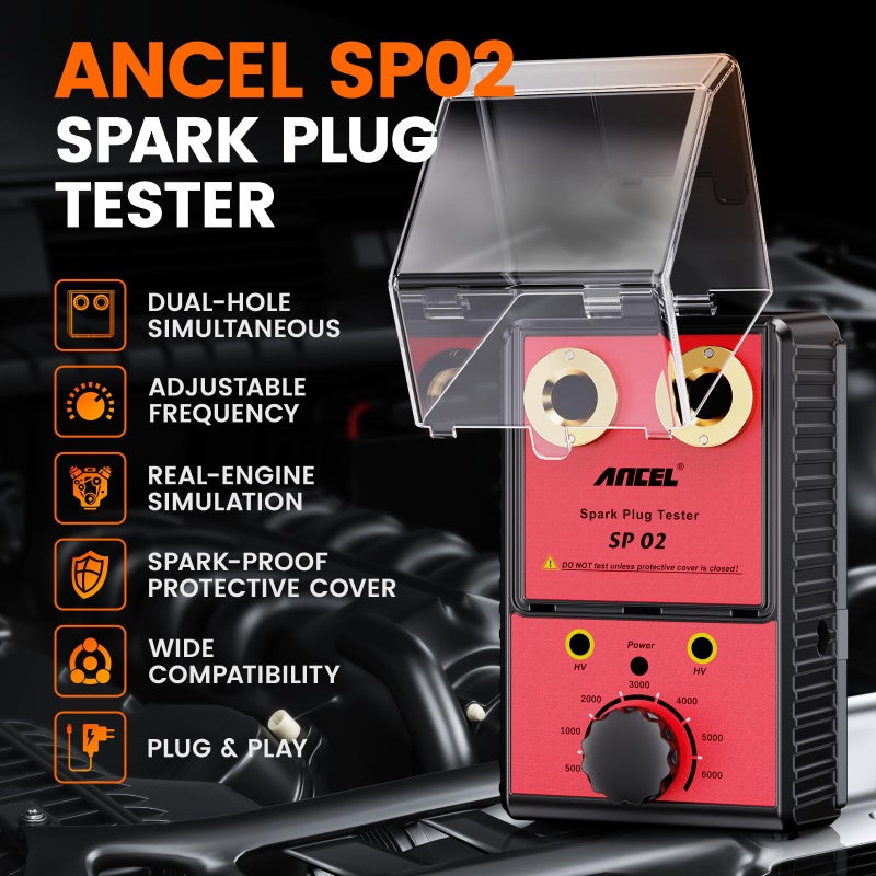 ANCEL SP02 Spark Plug Tester Automotive Engine Ignition Coil Tester Dual Holes 0 to 6000RPM Adjustable Working Frequency Car Spark Plug Gap Tool - Image 2
