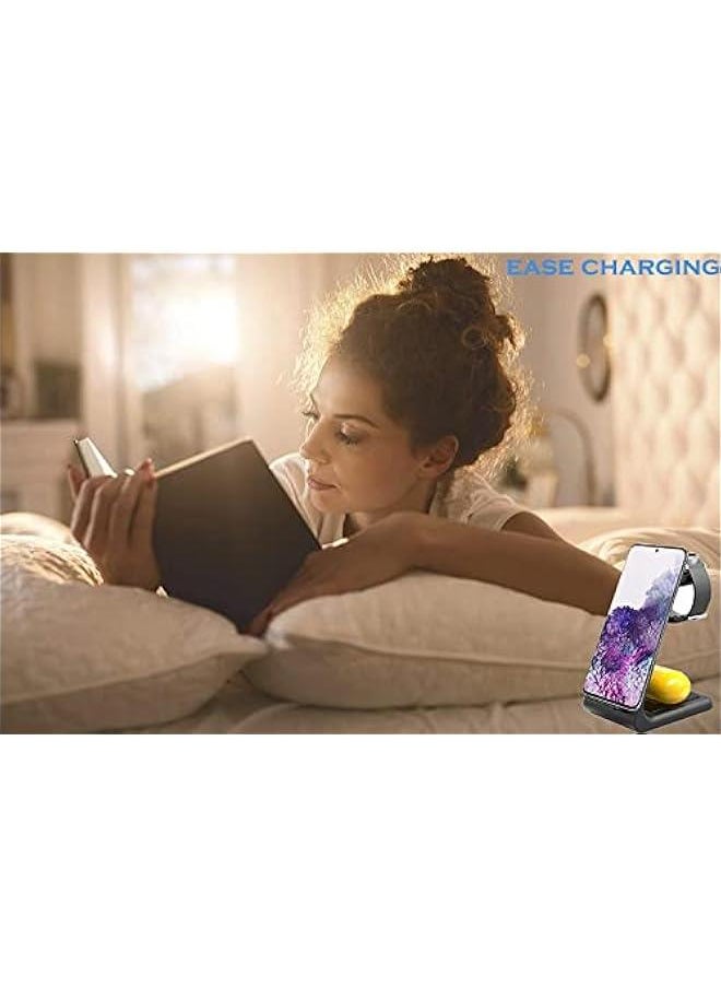 Wireless Charger Samsung 3 in 1 Qi Fast Wireless Charging Station for Multiple Devices Android Galaxy Watch 6/5/4/3/Active2/1/Gear S3,Galaxy S22/S21/S20/S10/Z Fold 3/Pixel 7/6 Phone,Women Men Gift