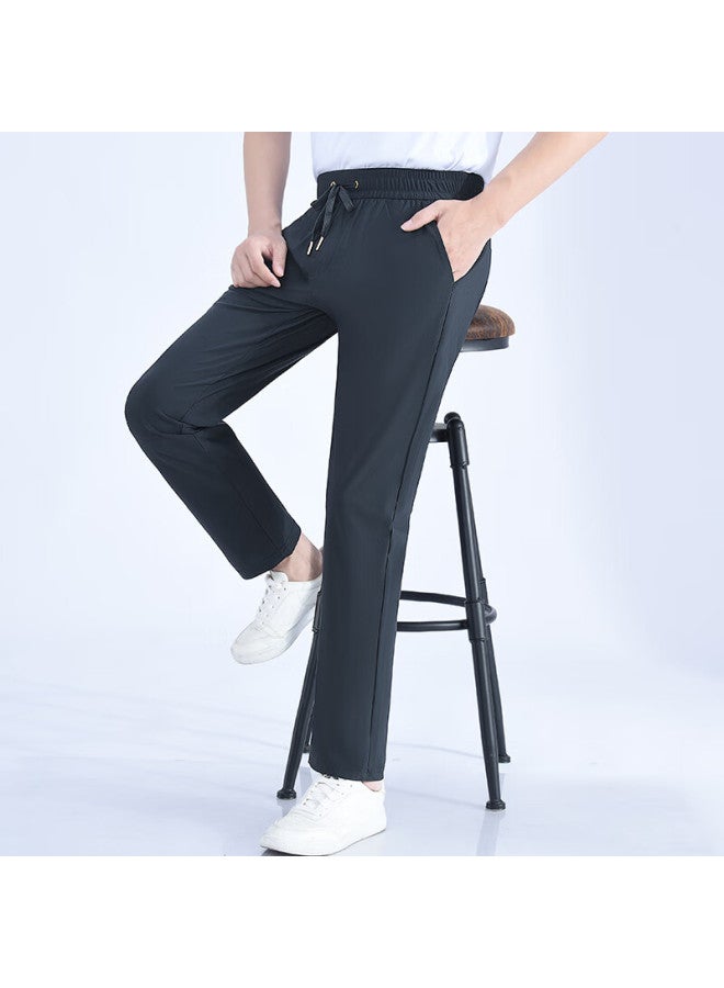 Maybeyond Men's Casual Pants, Autumn And Winter Sports Breathable Quick-dry Straight-leg Trousers, Loose Cool-feeling Long Pants, Mx15 Dark Gray, Size L - Image 1
