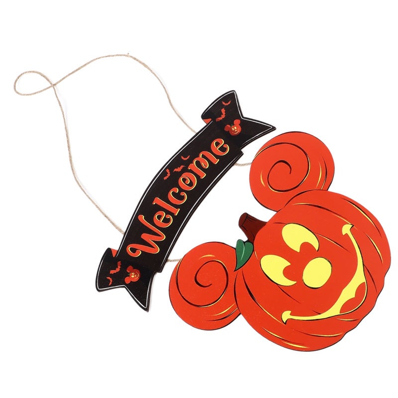 Halloween Door Sign: 2-Part Wooden Hanging Decor - Cute Pumpkin Mouse Design, Burr-Free Smooth Surface for Home, Garden, Halloween Party Event Decoration - Image 2