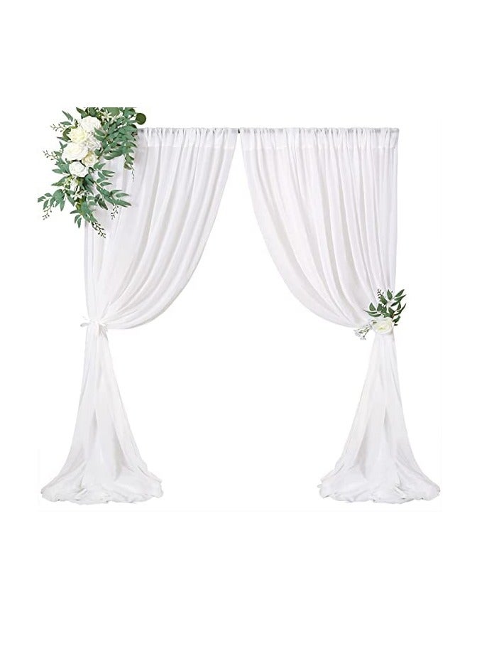 ستائر خلفية الزفاف ستارة خلفية بيضاء 2 متر × 2 متر ستارة خلفية مسرح من الحرير الجليدي الناعم للتصوير الفوتوغرافي وتصوير كشك الصور الدعائم الديكور لحدث عيد ميلاد الطفل ومهرجان الاستحمام - Image 1