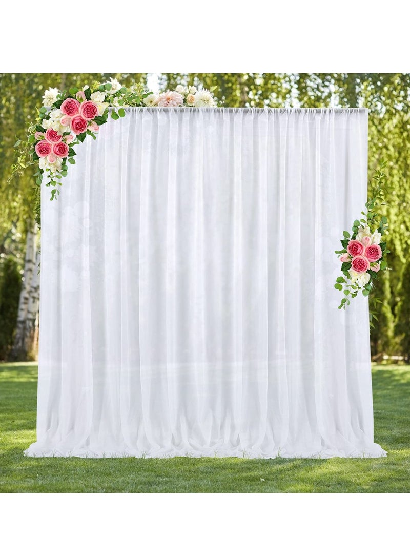 ستائر خلفية الزفاف ستارة خلفية بيضاء 2 متر × 2 متر ستارة خلفية مسرح من الحرير الجليدي الناعم للتصوير الفوتوغرافي وتصوير كشك الصور الدعائم الديكور لحدث عيد ميلاد الطفل ومهرجان الاستحمام - Image 2