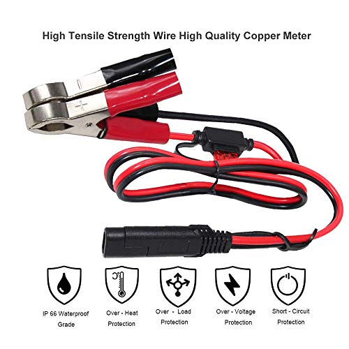 SPARKING 1.5FT 12V Battery Alligator Clip to SAE 2Pin Quick Disconnect Cable SAE to Battery Clamp Cable 7.5A Fuse(1 PACK) - Image 4