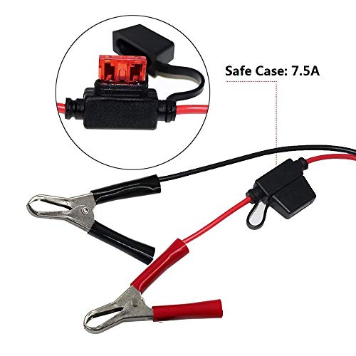 SPARKING 1.5FT 12V Battery Alligator Clip to SAE 2Pin Quick Disconnect Cable SAE to Battery Clamp Cable 7.5A Fuse(1 PACK) - Image 3