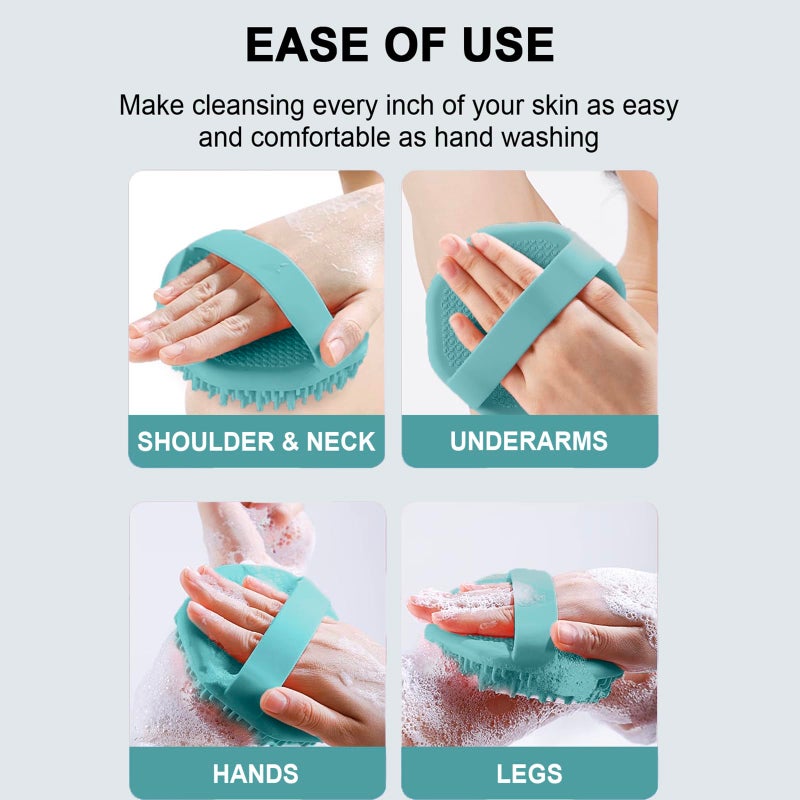 RamPula Silicone Body Scrubber, Silicone Loofah, Quick-Dry Exfoliating Body Brush for Wet or Dry Brushing, More Hygienic Than Traditional Loofah, Medium-Bristle Brush, Eucalyptus Green and Gray - Image 5