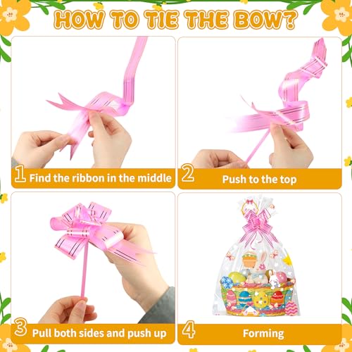 ZYLOP 10 Pack Easter Basket Bags with Bows, 20x28 Inch Large Cellophane Wrap for Gift Baskets, 2.8 Mil Thick Clear Plastic Wrapping, Big Cello Bag Set for Oversized Toys & Holiday Hampers - Image 4