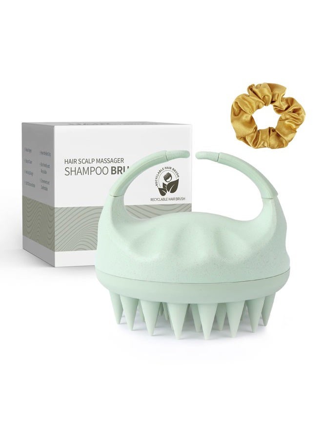 Sndyi Scalp Massager Shampoo Brush, Head Scalp Massager for Hair Growth, Scalp Scrubber with Soft Silicone Bristles, Scalp Scrubber/Exfoliator for Dandruff Removal, Wet Dry Scalp Brush, Green - Image 1
