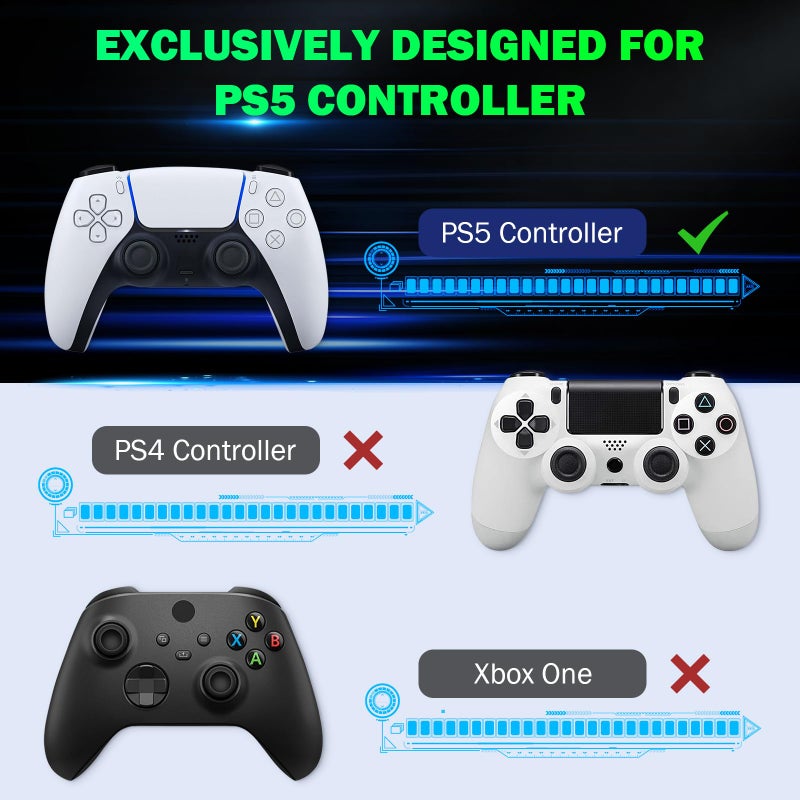 MoKo كيبورد موكو لجهاز تحكم PS5 مع إضاءة خلفية خضراء، لوحة مفاتيح صغيرة لاسلكية بلوتوث للدردشة لجهاز بلاي ستيشن 5، مكبر صوت مدمج ومدخل صوت 3.5 مم لملحقات جهاز تحكم PS5 - Image 2