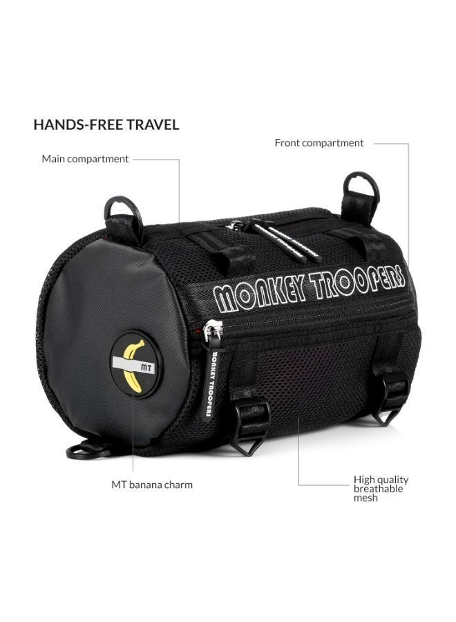 Monkey Troopers Webster Barrel Crossbody Shoulder Sling Bag with Adjustable Strap Compact Chest Side Bag for Travel Walking Commuting Everyday Use Black - Image 3