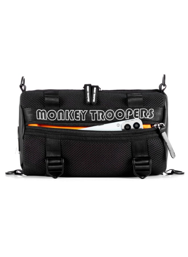 Monkey Troopers Webster Barrel Crossbody Shoulder Sling Bag with Adjustable Strap Compact Chest Side Bag for Travel Walking Commuting Everyday Use Black - Image 5