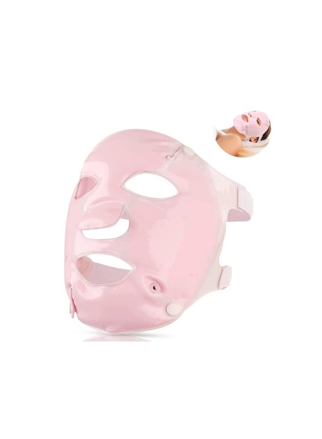 FOMI FOMI Hot Cold Clay Face Contoured Ice Mask | Flexible Cooling Full Facial Mask for Headache, Migraine, Sinus, Acne, Swollen Face, Stress, Dark Circles Relief | Fabric Backing | Natural Clay (Pink) - Image 1