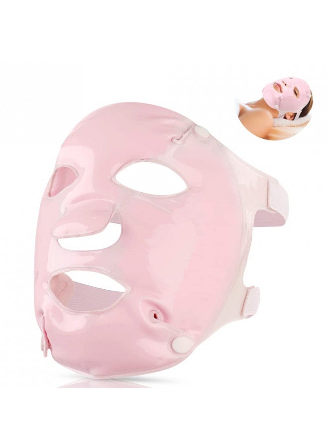 FOMI FOMI Hot Cold Clay Face Contoured Ice Mask | Flexible Cooling Full Facial Mask for Headache, Migraine, Sinus, Acne, Swollen Face, Stress, Dark Circles Relief | Fabric Backing | Natural Clay (Pink) - Image 2