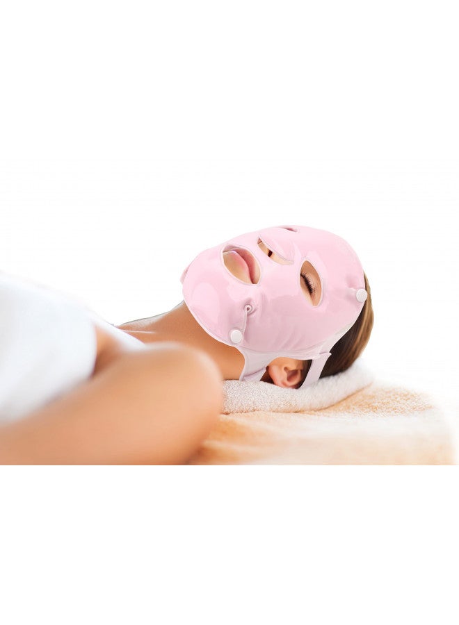 FOMI FOMI Hot Cold Clay Face Contoured Ice Mask | Flexible Cooling Full Facial Mask for Headache, Migraine, Sinus, Acne, Swollen Face, Stress, Dark Circles Relief | Fabric Backing | Natural Clay (Pink) - Image 3
