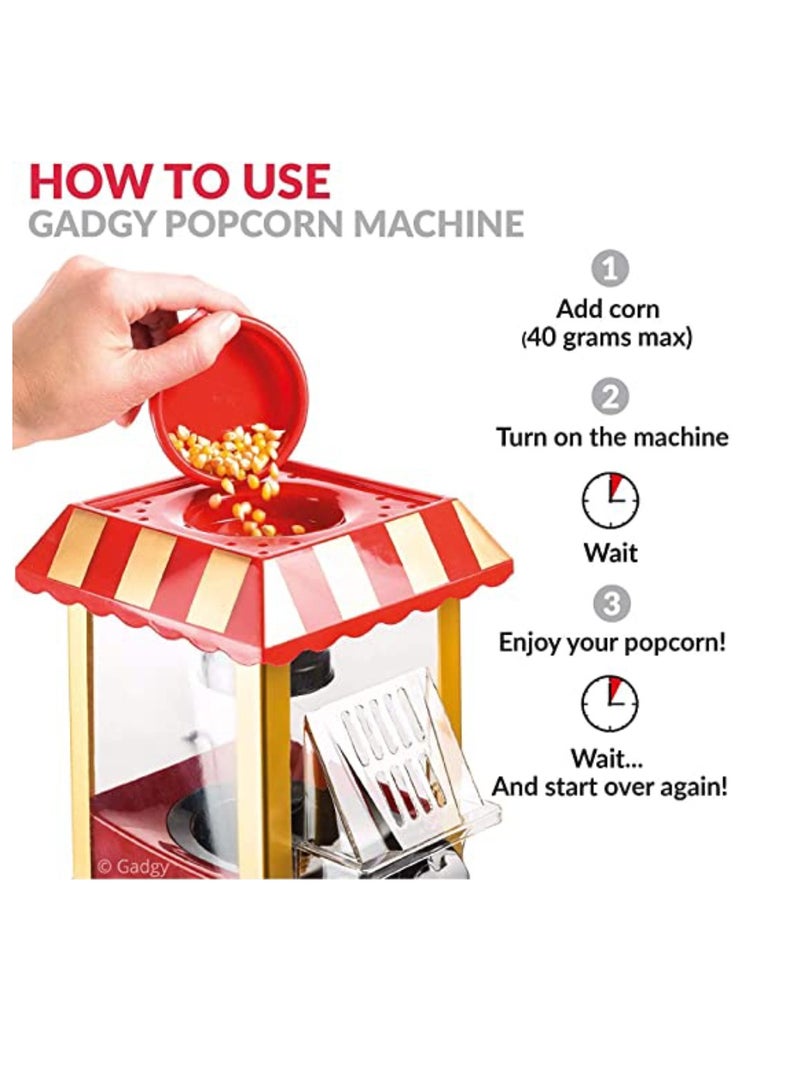 Yuwell Air Popper Popcorn Maker, Vintage Table-Top Popcorn Maker, 1400 Watts, 120 V Home Electric Hot Air Popcorn Machine With Measuring Cap, Oil Free & BPA-Free, Red - Image 5