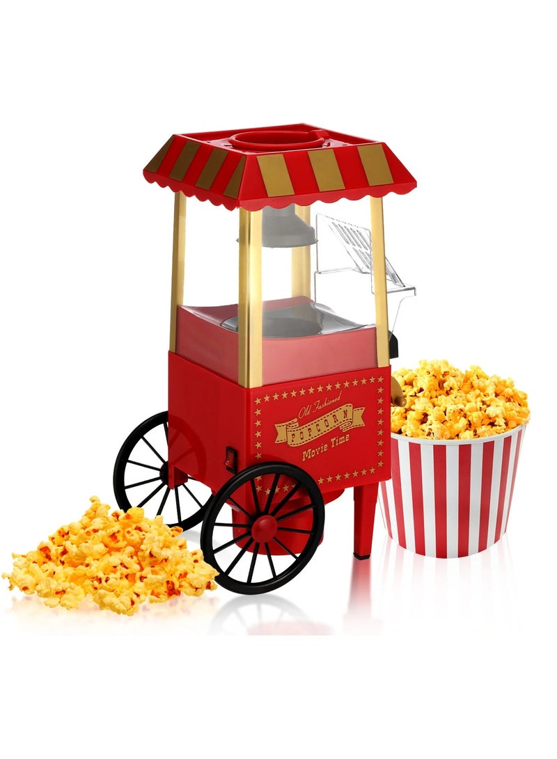 Yuwell Air Popper Popcorn Maker, Vintage Table-Top Popcorn Maker, 1400 Watts, 120 V Home Electric Hot Air Popcorn Machine With Measuring Cap, Oil Free & BPA-Free, Red - Image 2