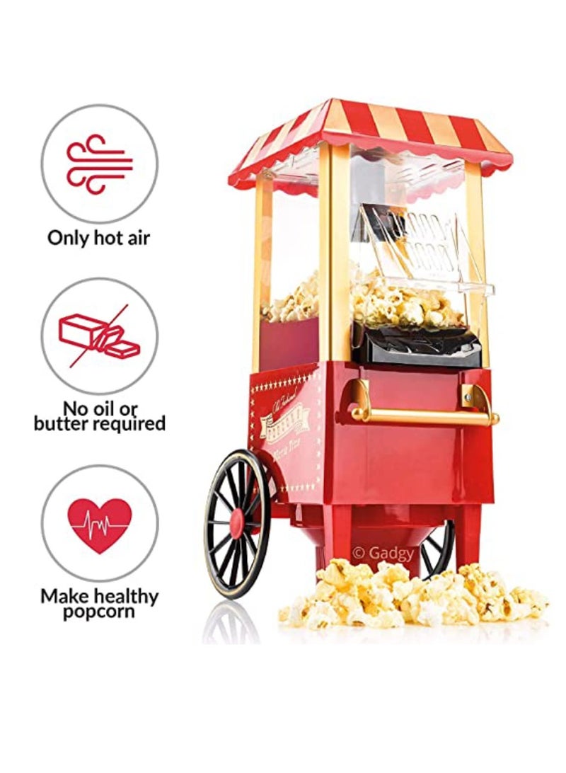 Yuwell Air Popper Popcorn Maker, Vintage Table-Top Popcorn Maker, 1400 Watts, 120 V Home Electric Hot Air Popcorn Machine With Measuring Cap, Oil Free & BPA-Free, Red - Image 4