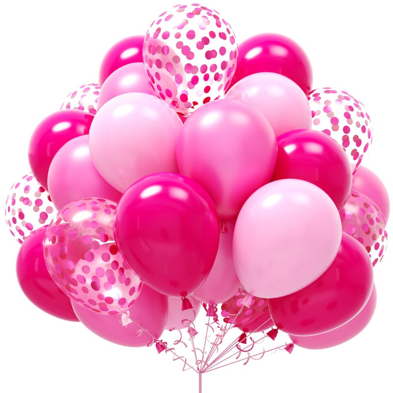 Togvu Hot Pink and Baby Pink Balloons, 60 Packs 12 Inch Premium Pink Latex Balloon with Confetti Balloon for Valentine's Day, Birthday, Baby Shower, Wedding, Princess Theme Party Decoration - Image 1