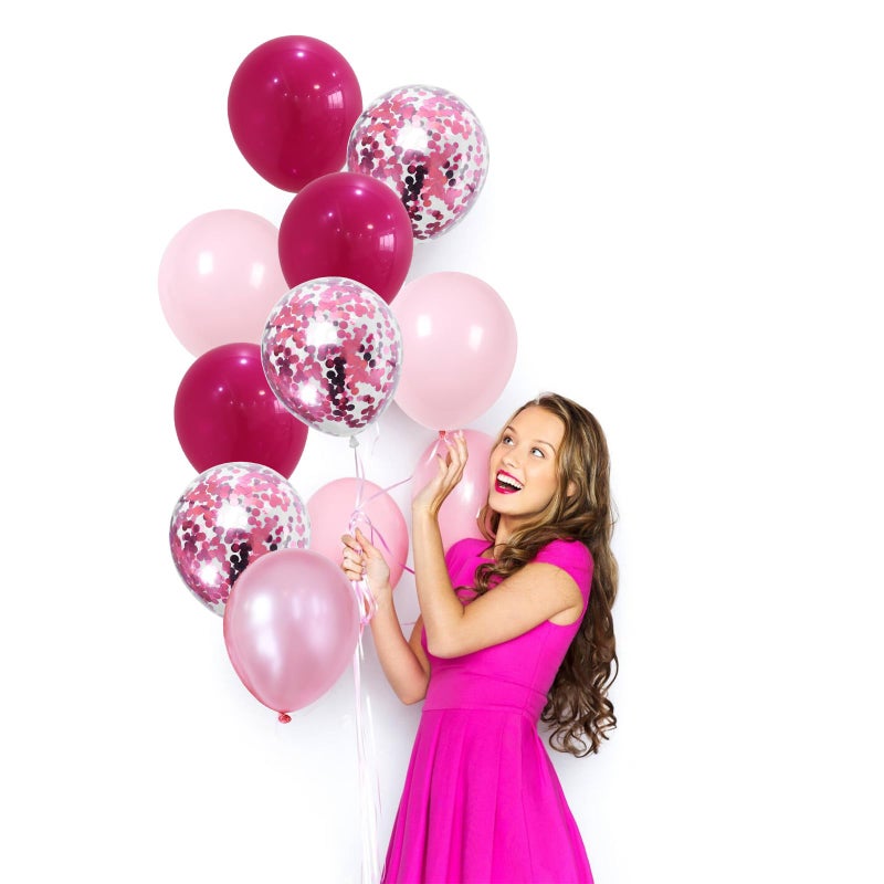 Togvu Hot Pink and Baby Pink Balloons, 60 Packs 12 Inch Premium Pink Latex Balloon with Confetti Balloon for Valentine's Day, Birthday, Baby Shower, Wedding, Princess Theme Party Decoration - Image 3