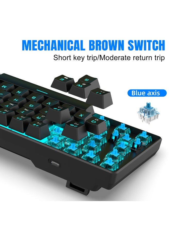 60% English Arabic Gaming Keyboard and DPI Mouse Combo, 68 Keys Mechanical Keyboard with ice blue LED Backlit, Quick Response USB Wired Keyboard with 7 Colors Mouse for Windows/MacOS/Android PC Gamers - Image 5