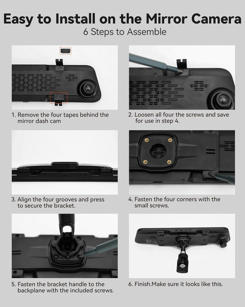 WOLFBOX Model 2 OEM Bracket for Honda CR-Z - Compatible with G840S/G840H/G850/G900 Mirror Dash Cam - Image 4