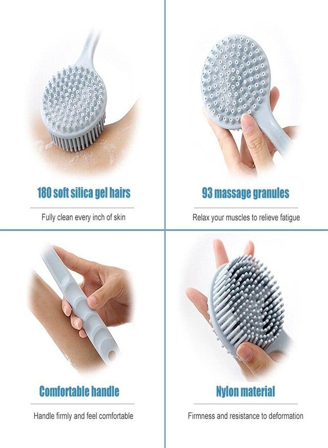 JUDEE Massage Brush Bathing Brush Practical Back Cleaning Scrubber Silicone Bath Brush Multi-Function Body Long Handle Double-Sided Shower Brush Back Massage Exfoliation Wisp Body Scrub Brush - Image 4