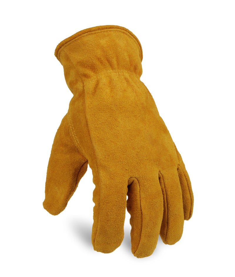 OZERO OZERO Work Gloves Winter Insulated Snow Cold Proof Leather Glove Thick Thermal Imitation Lambswool - Extra Grip Flexible Warm for Working in Cold Weather for Men and Women (Gold,Large)  - Image 1