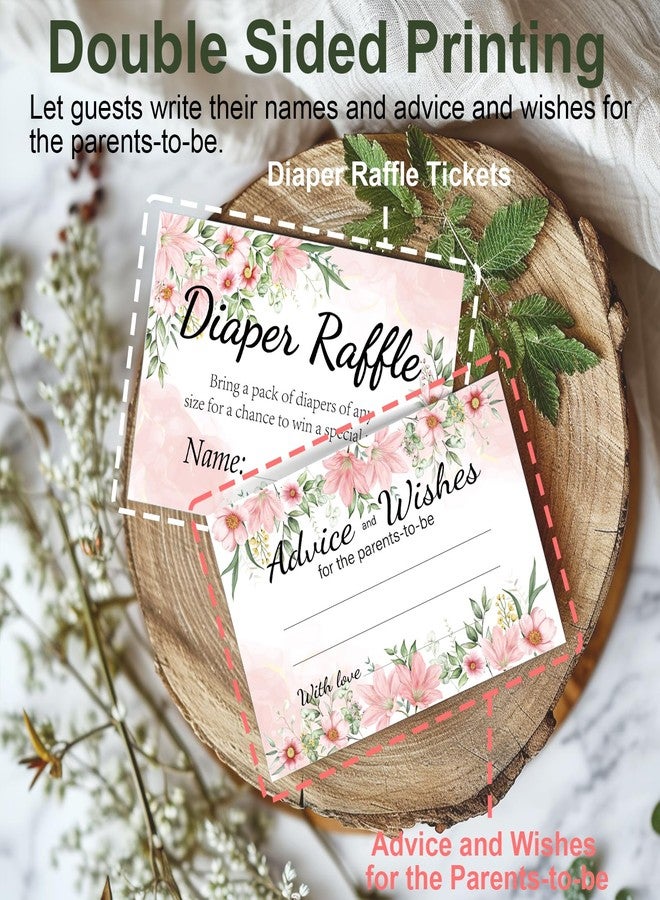 CINSOEN Baby Shower Games, Floral Diaper Raffle Box, 50 PCS Diaper Raffle Tickets Card Box with Advice and Wishes for the Parents-to-be, Baby Shower Decorations, Diaper Raffle Sign - Image 5