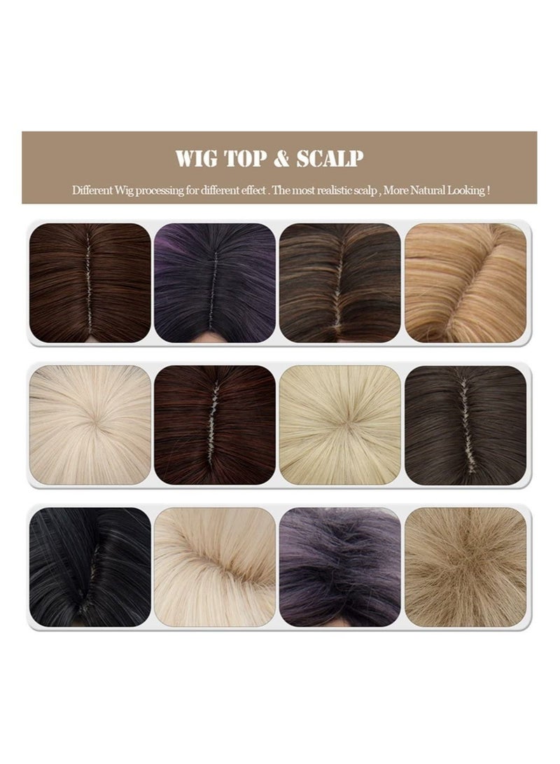 Estelle Short Bob Wavy Curly  Wig For Women Heat Resistant Bob Party Wig Include Wig Cap Red Mix Pink - Image 5