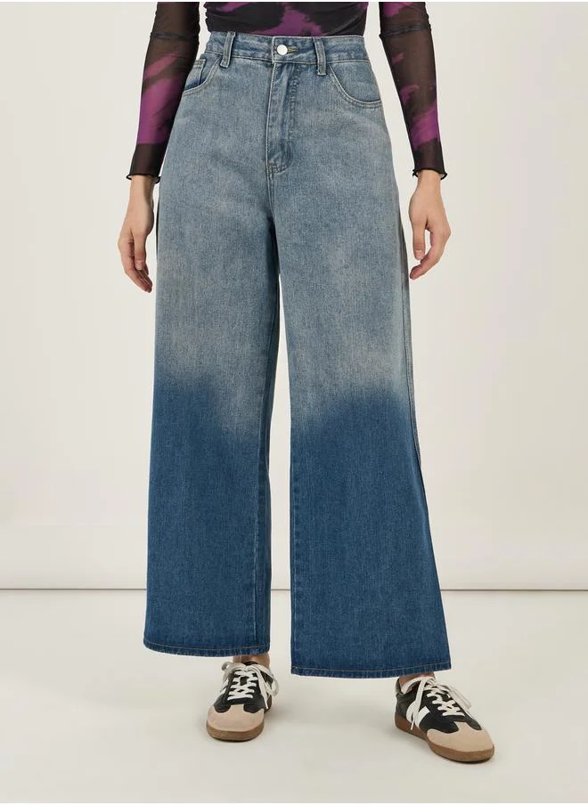 ستايلي Mid Rise Ombre Wide Leg Jeans