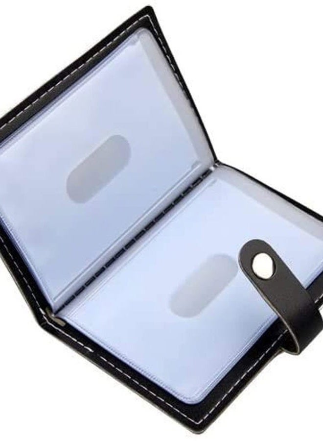 karlling credit card holder, credit card wallet for women/man soft leather business card holder card case organizer bag with 20 card sleeves inside(Black) - Image 1