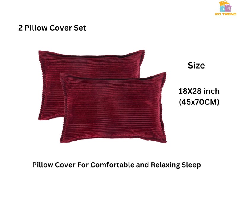 RD TREND 190 GSM Flannel Warm Bedsheets for Winter Double Flat Size (90 x 100 Inches) with 2 Pillow Cover Size (18x28 Inches) Color-Maroon, Striped - Image 4