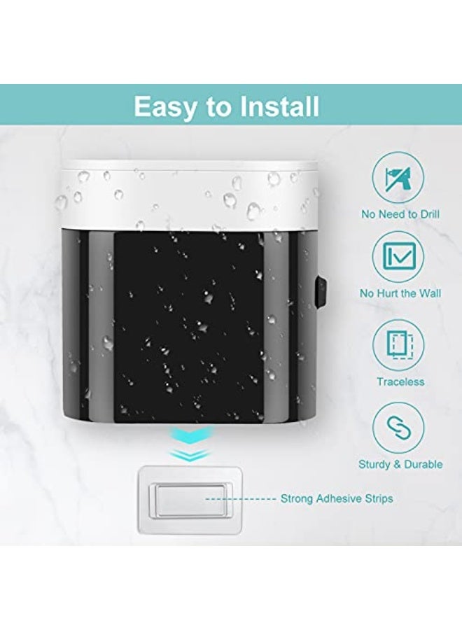 كيلا حامل فرشاة أسنان يُثبت على الحائط، موزع معجون أسنان أوتوماتيكي، منظم فرشاة أسنان بغطاء مقاوم للغبار، مع 4 فتحات لفرشاة الأسنان، و2 عصارة معجون أسنان (بدون حفر) - Image 2