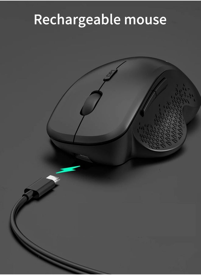 جيرتك ماوس ELITE W500 اللاسلكي الصامت القابل لإعادة الشحن ثنائي الوضع، مزود بتقنية البلوتوث/2.4 جيجاهرتز، بطول 10 أمتار، مزود بستة أزرار، وزر تشغيل/إيقاف موفر للطاقة، ودقة 2400 نقطة في البوصة، وخفيف الوزن، مثالي لألعاب الأعمال | أسود  - Image 3