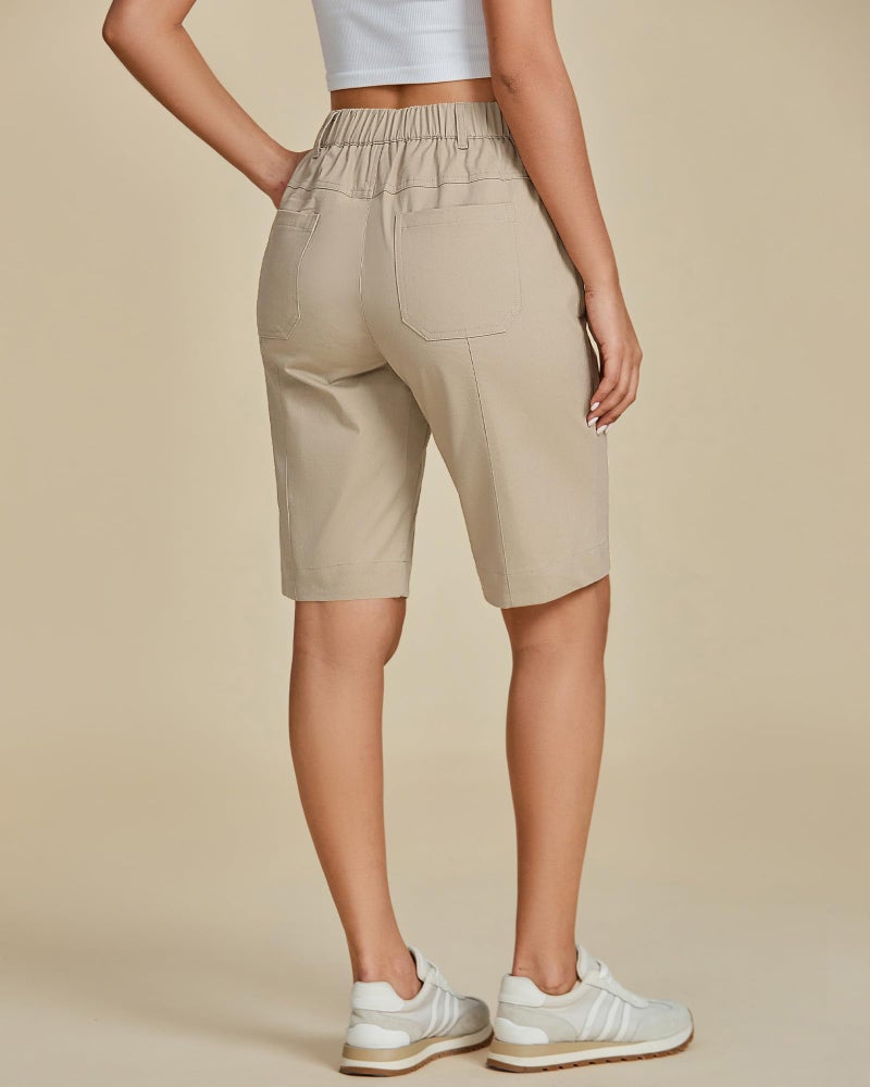 luvamia Bermuda Shorts for Women Knee Length Khaki Shorts Plus Size Old Money Clothes Women Size X-Large Size 16 18 - Image 4